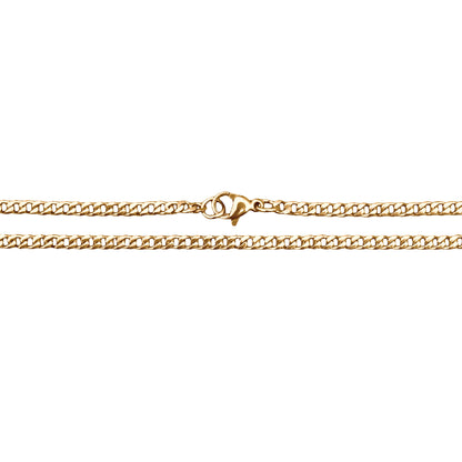 3mm Cuban Link Chain Necklace - 14K Gold Plated Stainless Steel