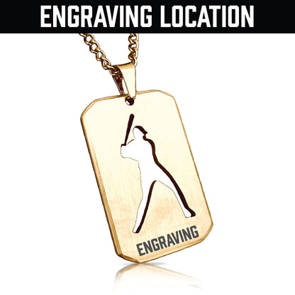 Baseball Cut Out Pendant With Chain Necklace - 14K Gold Plated Stainless Steel