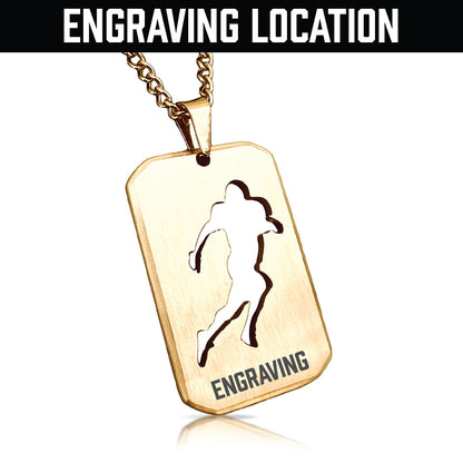 Football Cut Out Pendant With Chain Necklace - 14K Gold Plated Stainless Steel