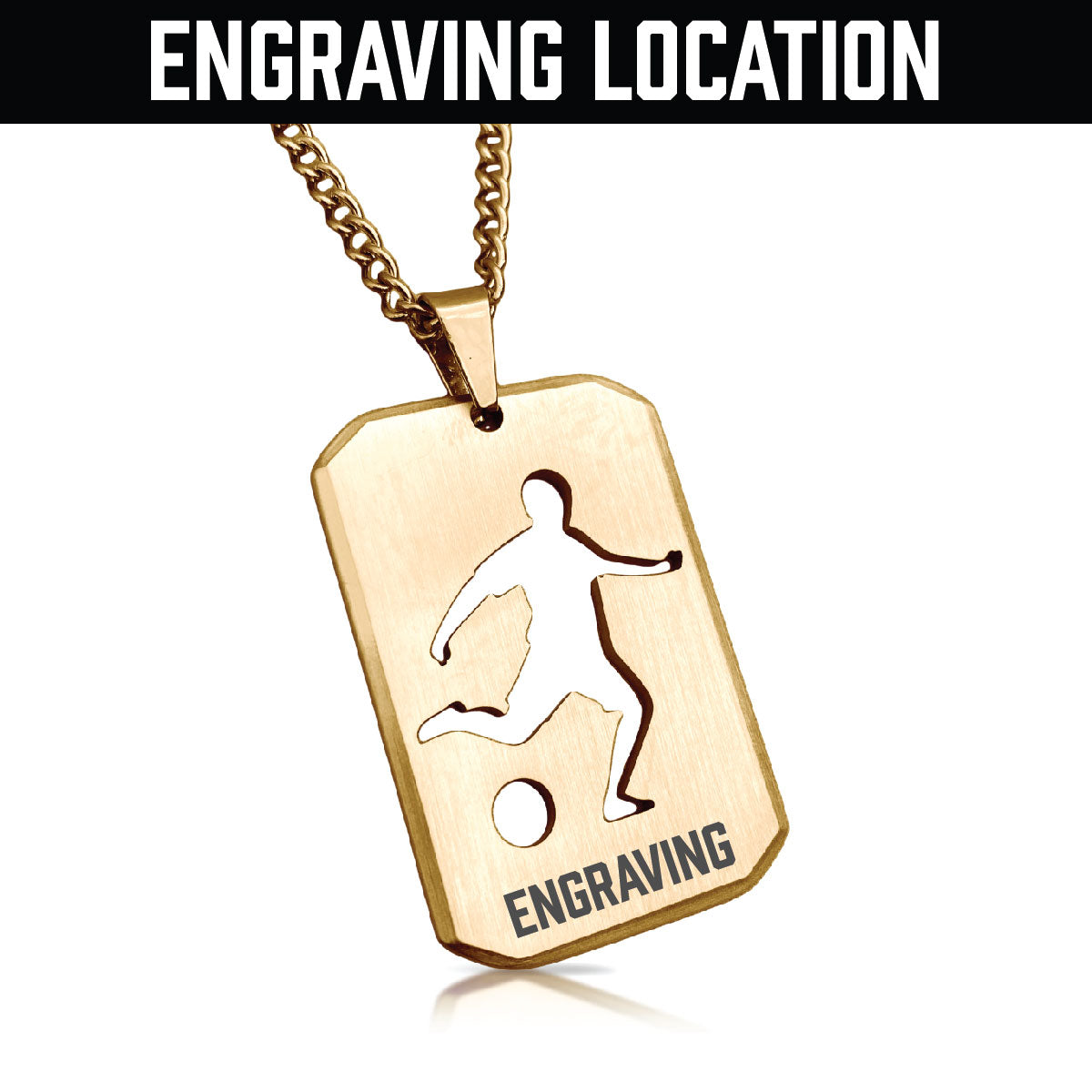 Soccer Cut Out Pendant With Chain Necklace - 14K Gold Plated Stainless Steel
