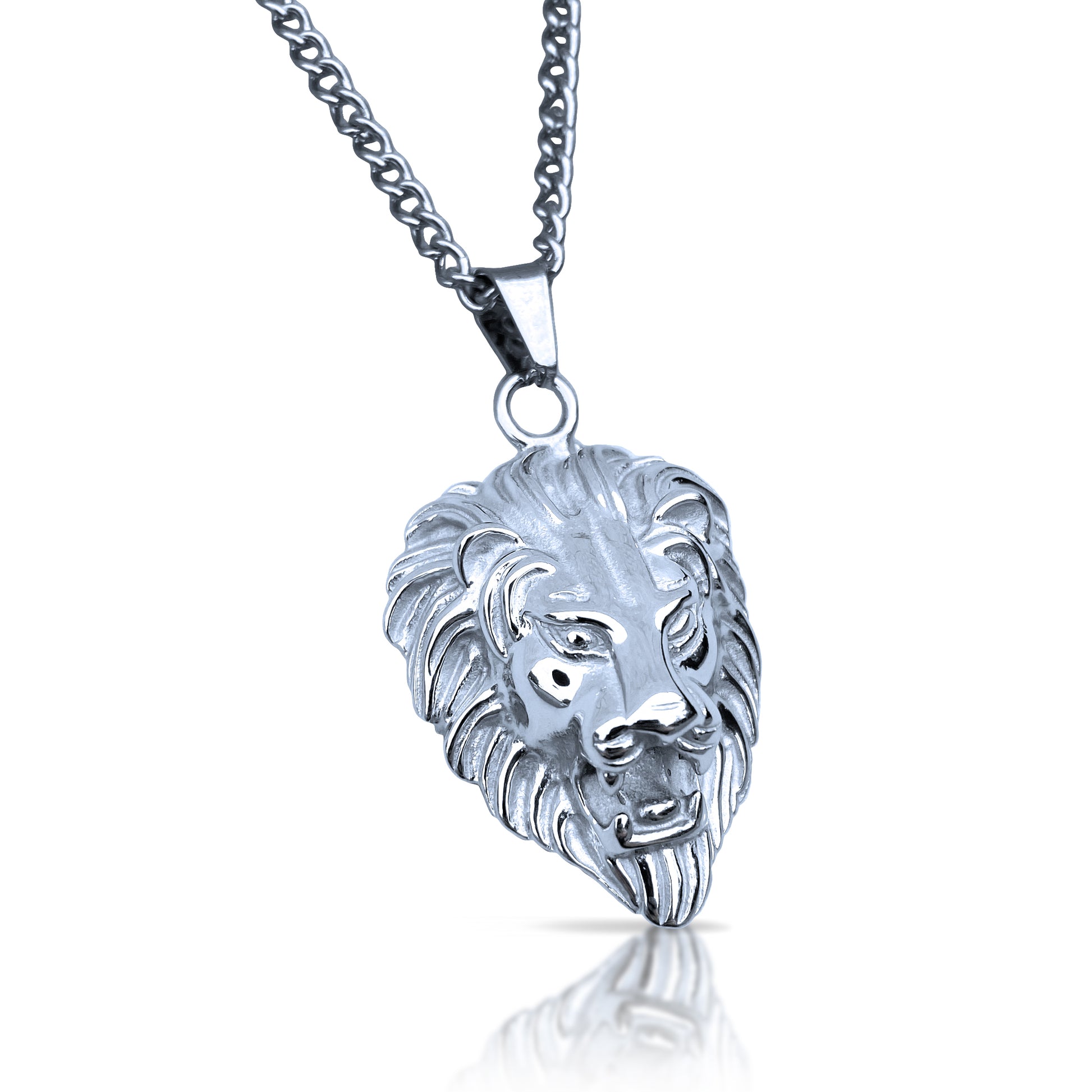 Lion Pendant With Chain Necklace - Stainless Steel