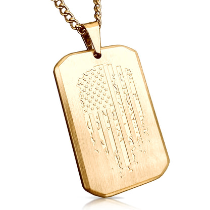 Patriot Pendant With Chain Necklace - 14K Gold Plated Stainless Steel