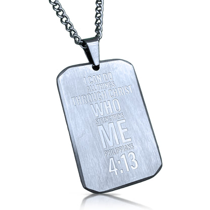 Philippians 4:13 Pendant With Chain Necklace - Stainless Steel
