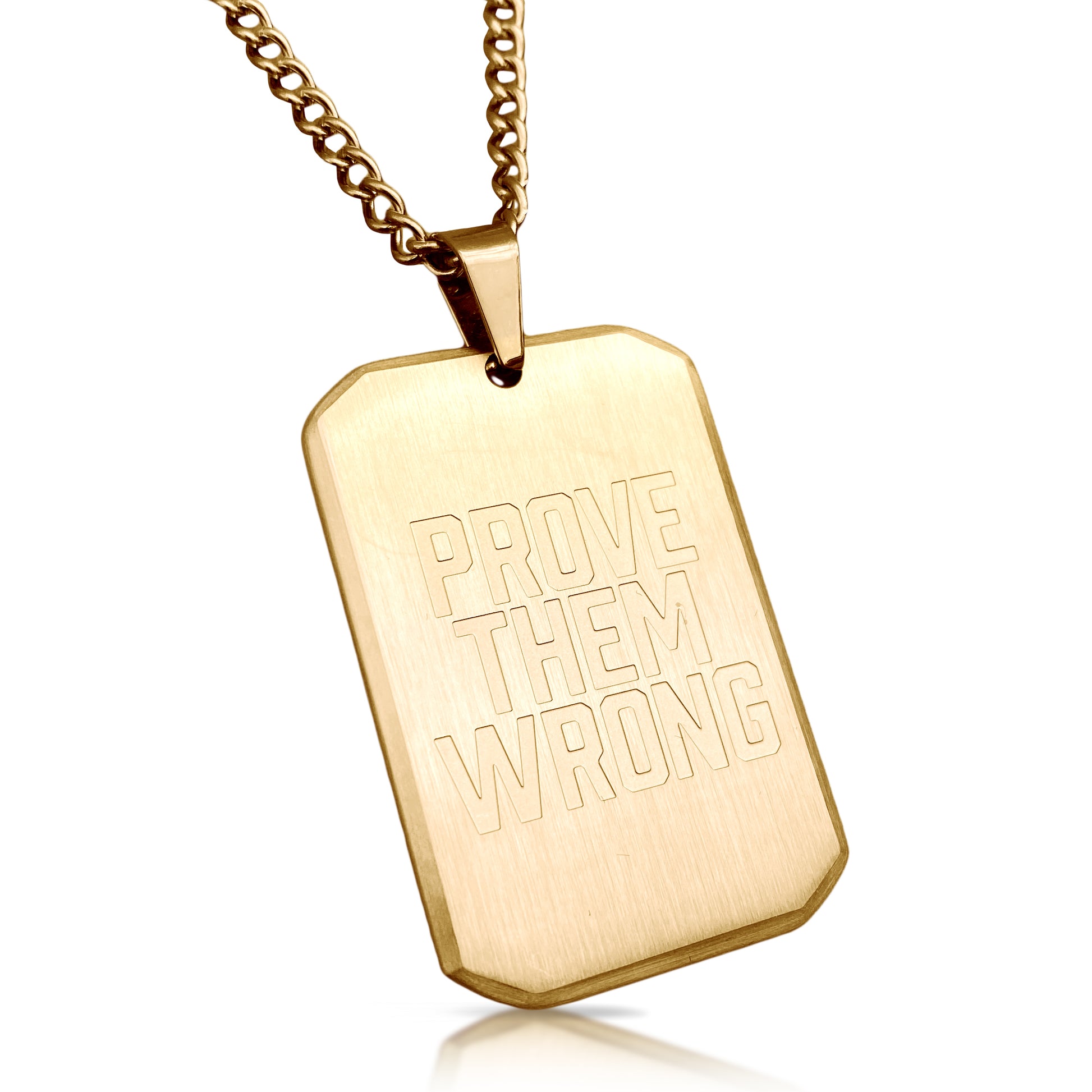 Prove Them Wrong Pendant With Chain Necklace - 14K Gold Plated Stainless Steel