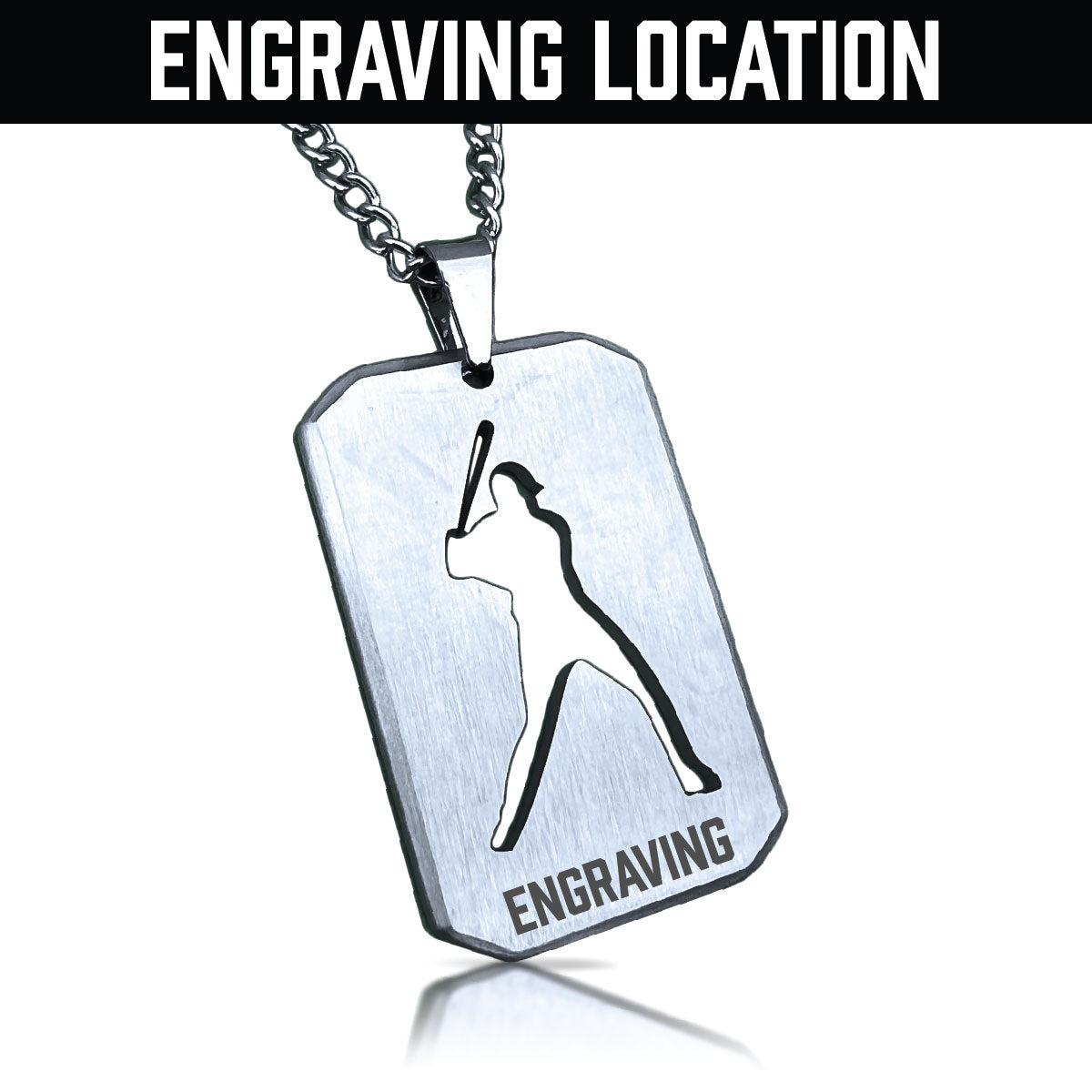 Baseball Cut Out Pendant With Chain Necklace - Stainless Steel