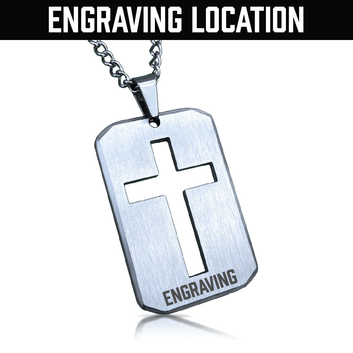 Cross Cut Out Pendant With Chain Necklace - Stainless Steel