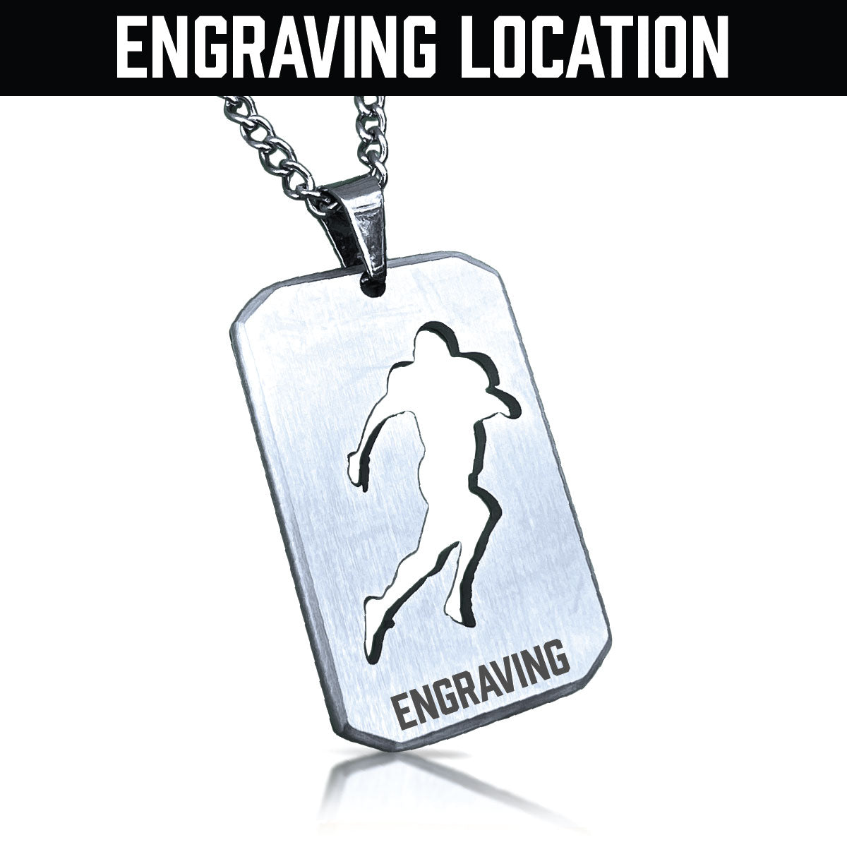 Football Cut Out Pendant With Chain Necklace - Stainless Steel