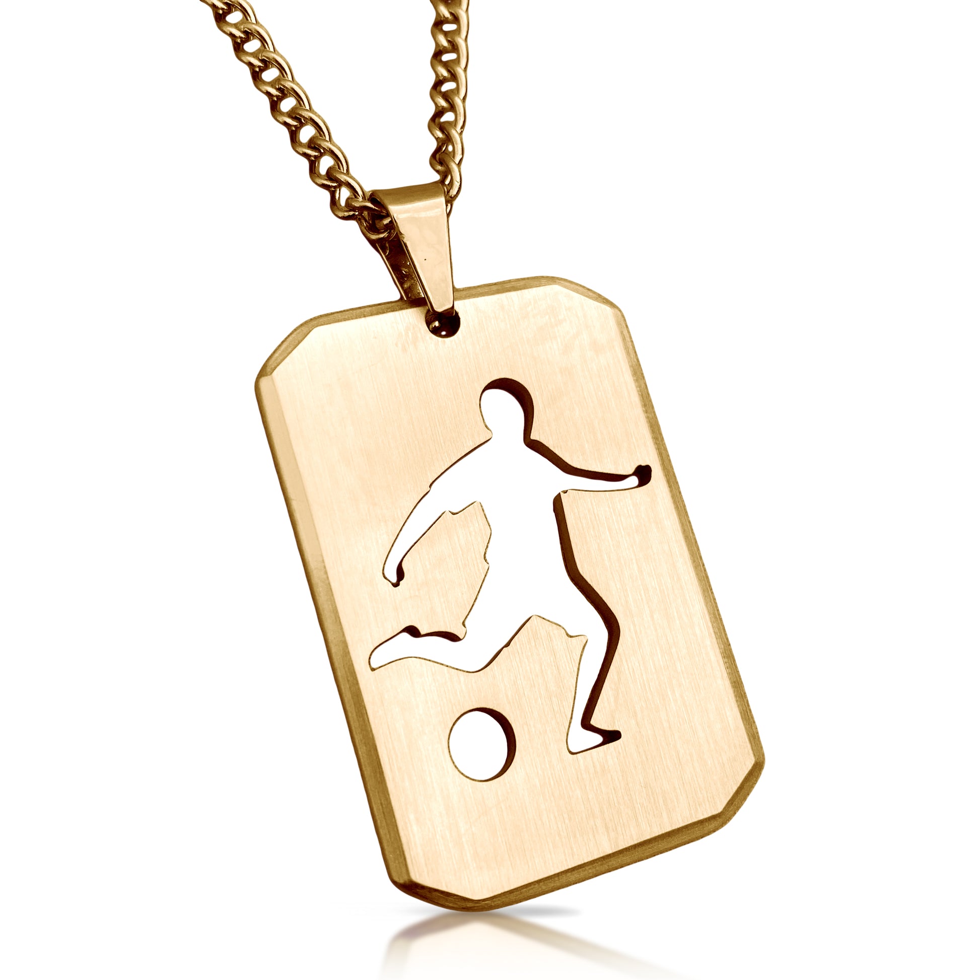 Soccer Cut Out Pendant With Chain Necklace - 14K Gold Plated Stainless Steel