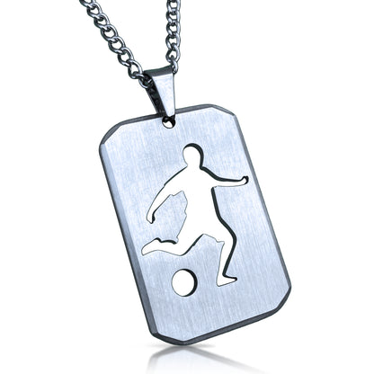 Soccer Cut Out Pendant With Chain Necklace - Stainless Steel