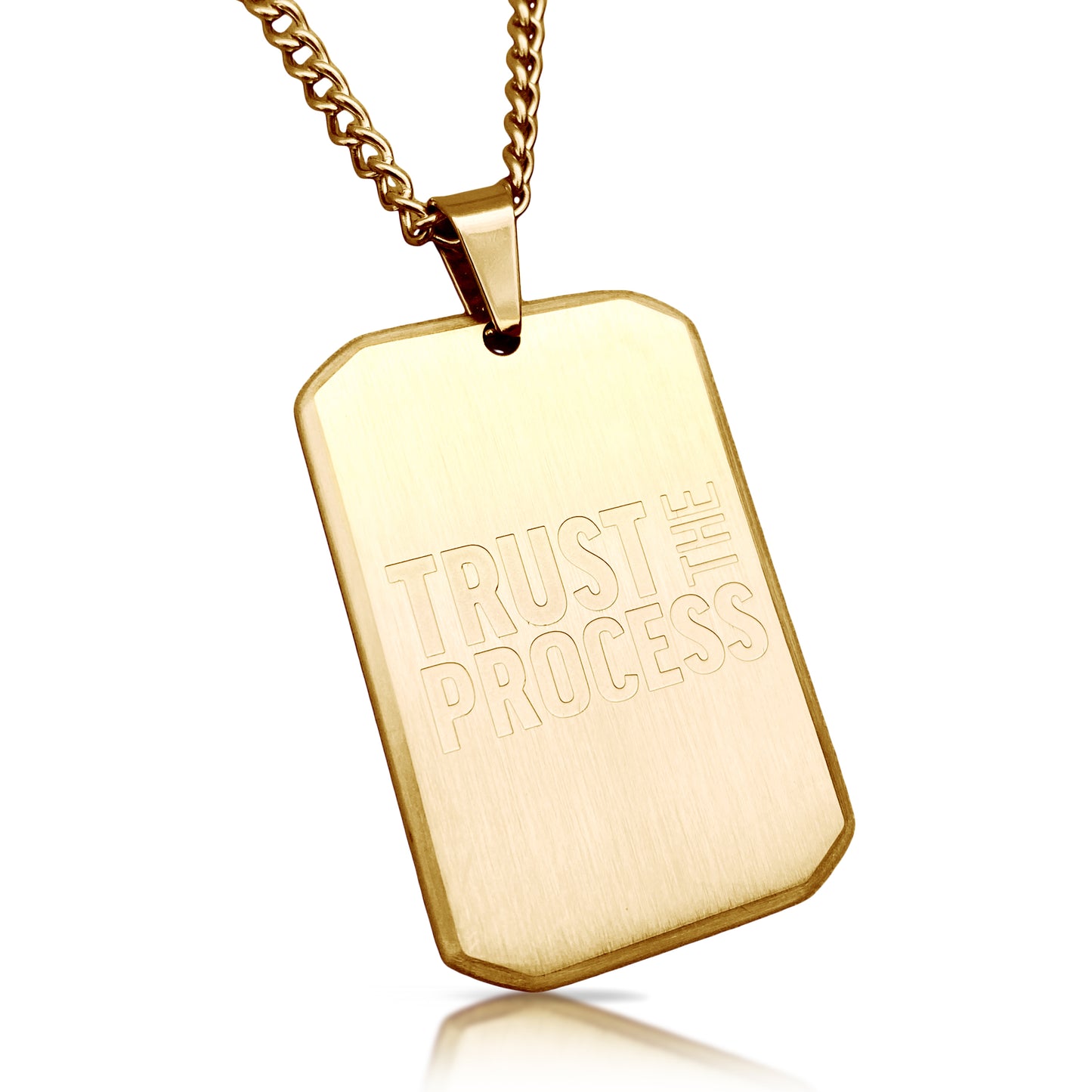Trust The Process Pendant With Chain Necklace - 14K Gold Plated Stainless Steel